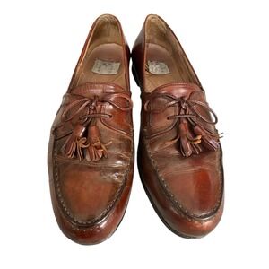 Cable & Co mens tassel Loafers Made in Italy Brown Leather Size 9.5